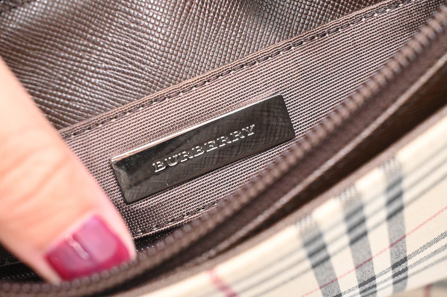Burberry Bucket Shoulder Bag in Beige Checked Canvas