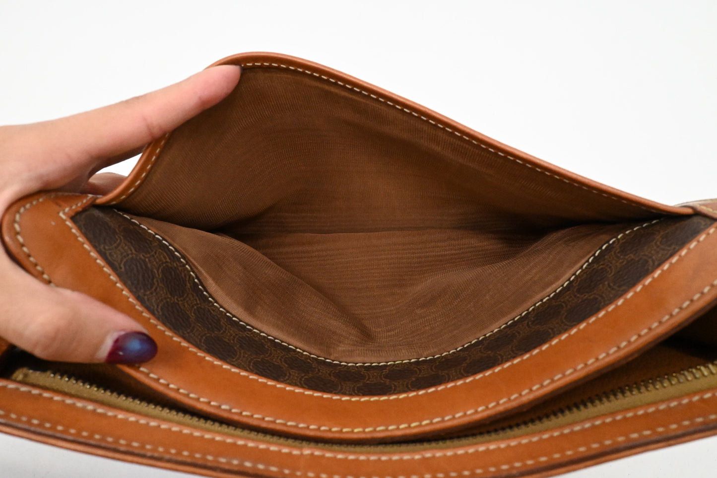 Celine Wristlet in Brown Macadam Canvas
