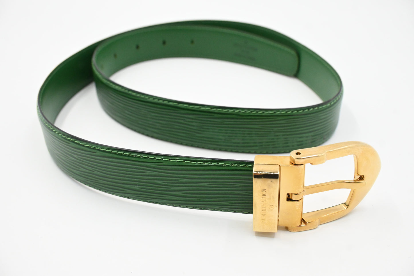 Louis Vuitton 85/34 Belt in Green Epi Leather