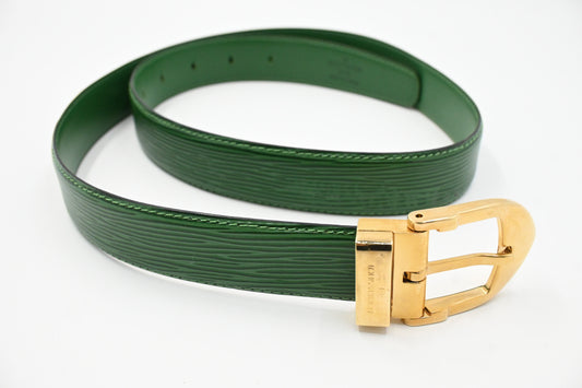 Louis Vuitton 85/34 Belt in Green Epi Leather