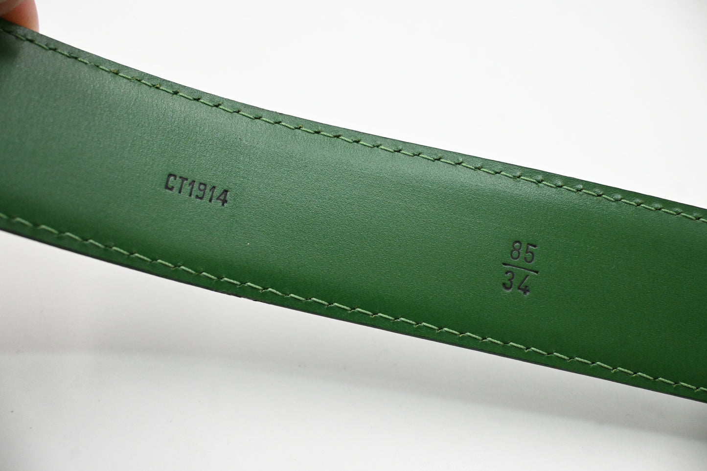 Louis Vuitton 85/34 Belt in Green Epi Leather