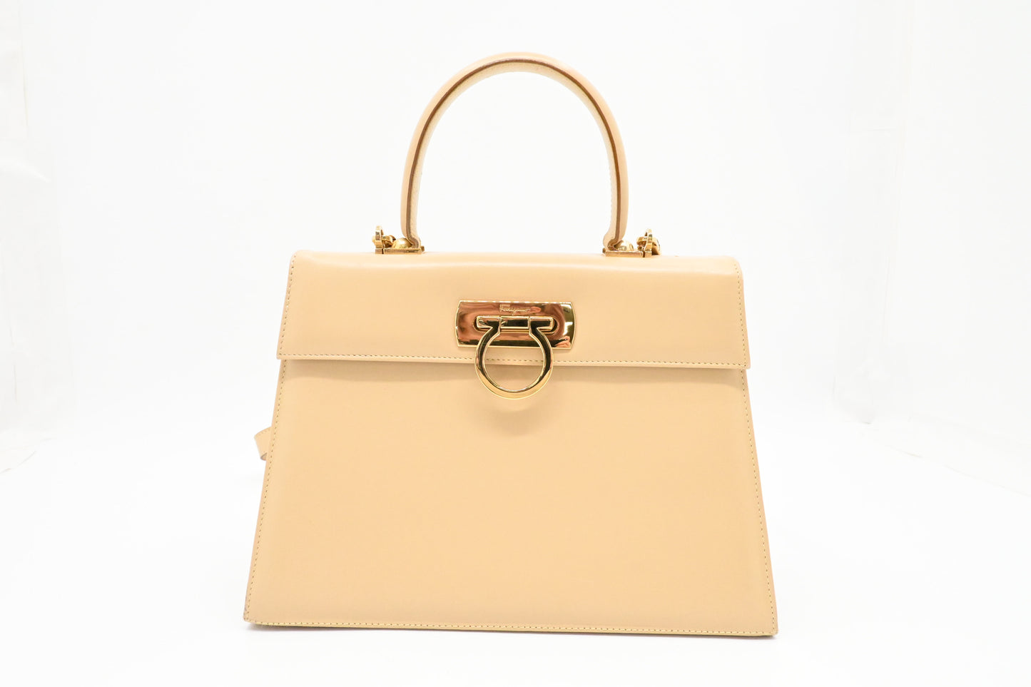 Ferragamo Gancini Handbag in Beige Leather