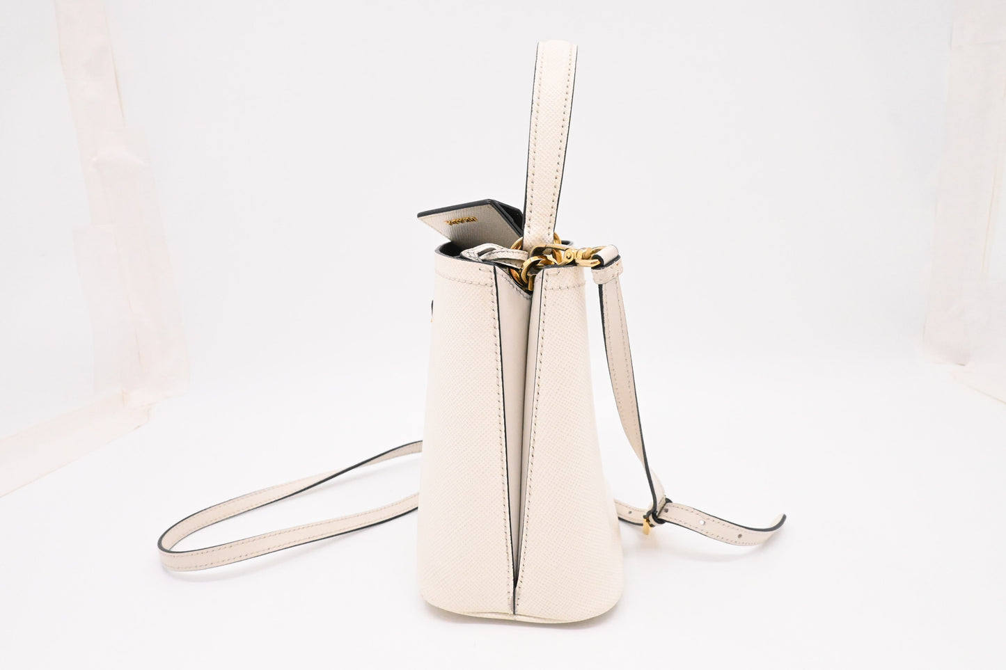Prada Panier Bucket Bag in White Leather