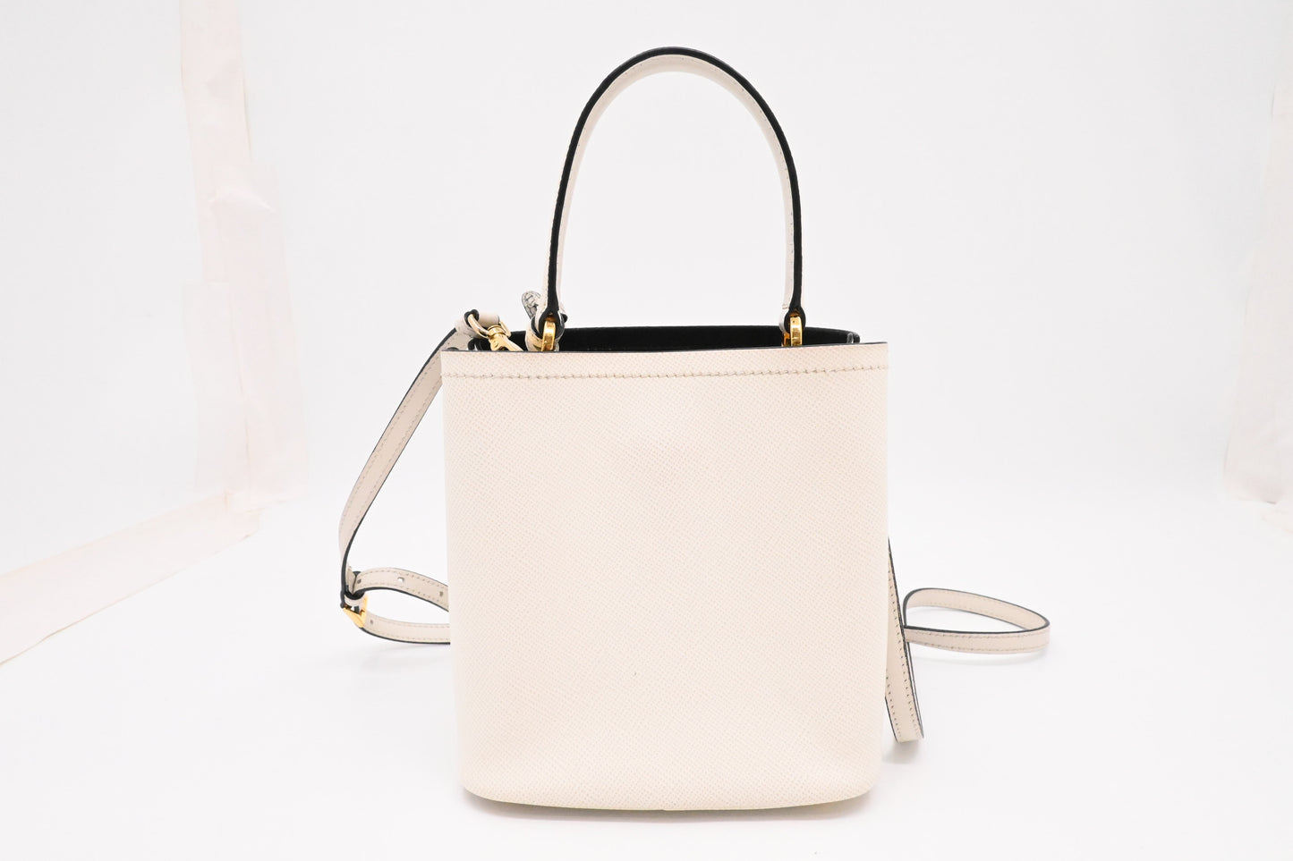 Prada Panier Bucket Bag in White Leather