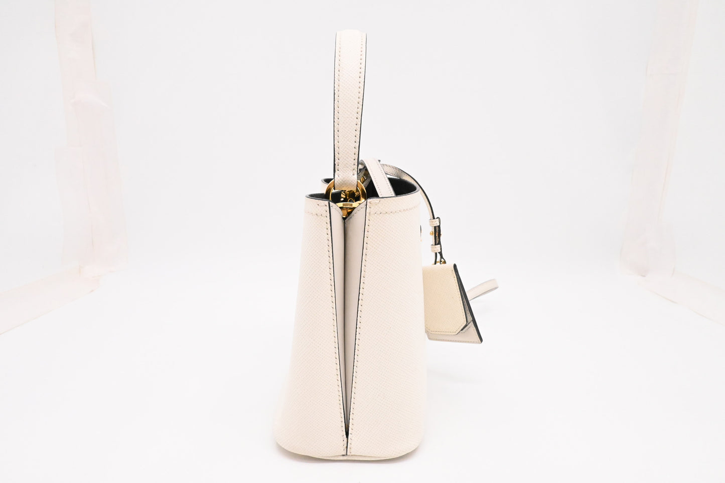 Prada Panier Bucket Bag in White Leather