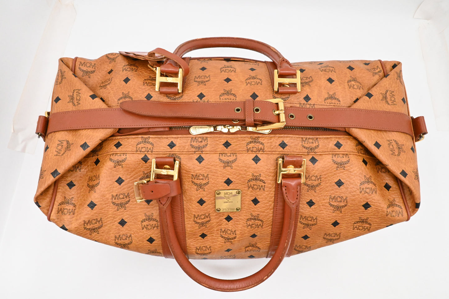 MCM Travel Bag in Cognac Visetos Canvas