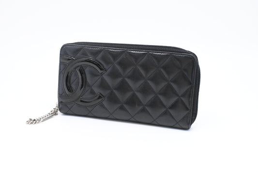 Chanel Cambon Wallet in Black Matelasse Leather