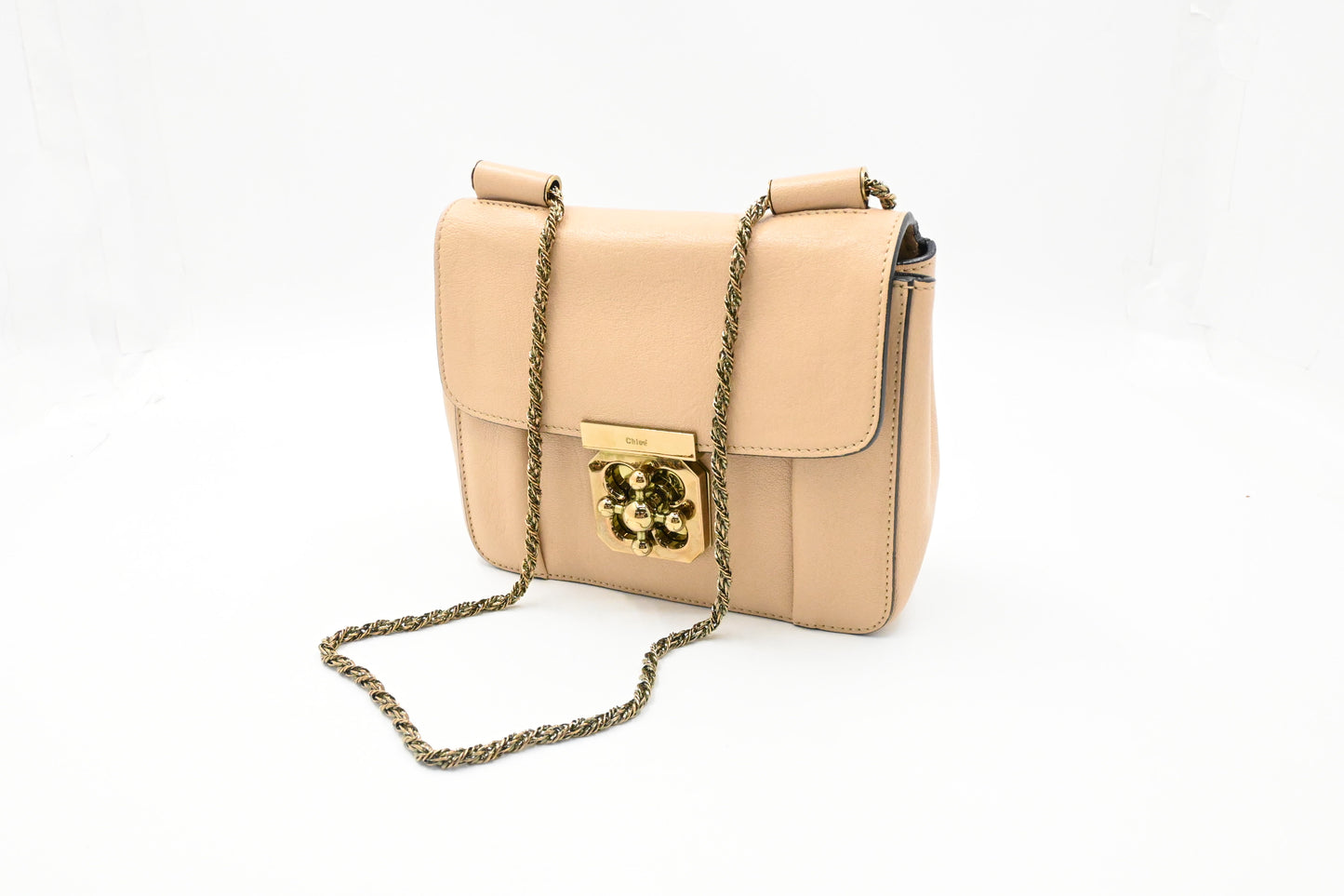 Chloe Elsie Shoulder Bag in Beige Leather