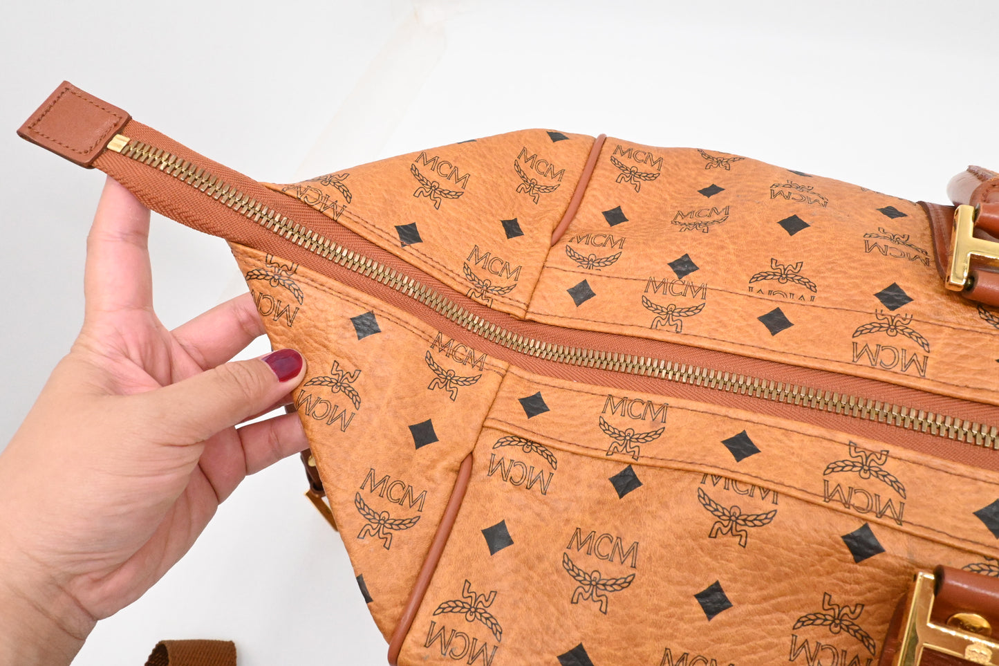 MCM Travel Bag in Cognac Visetos Canvas