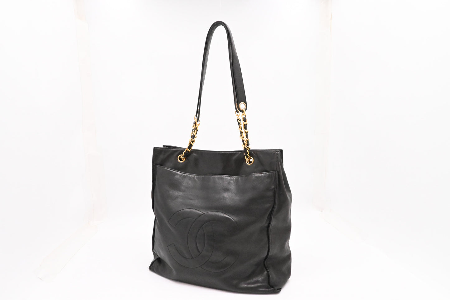 Chanel Large Chain Tote in Black Leather