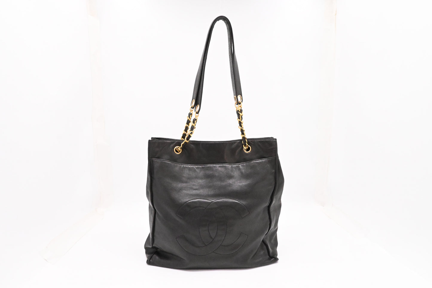 Chanel Large Chain Tote in Black Leather