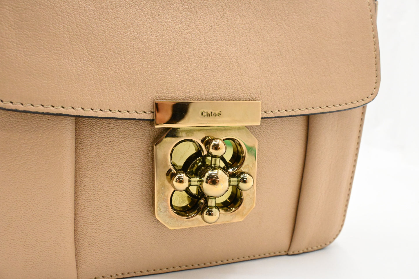 Chloe Elsie Shoulder Bag in Beige Leather