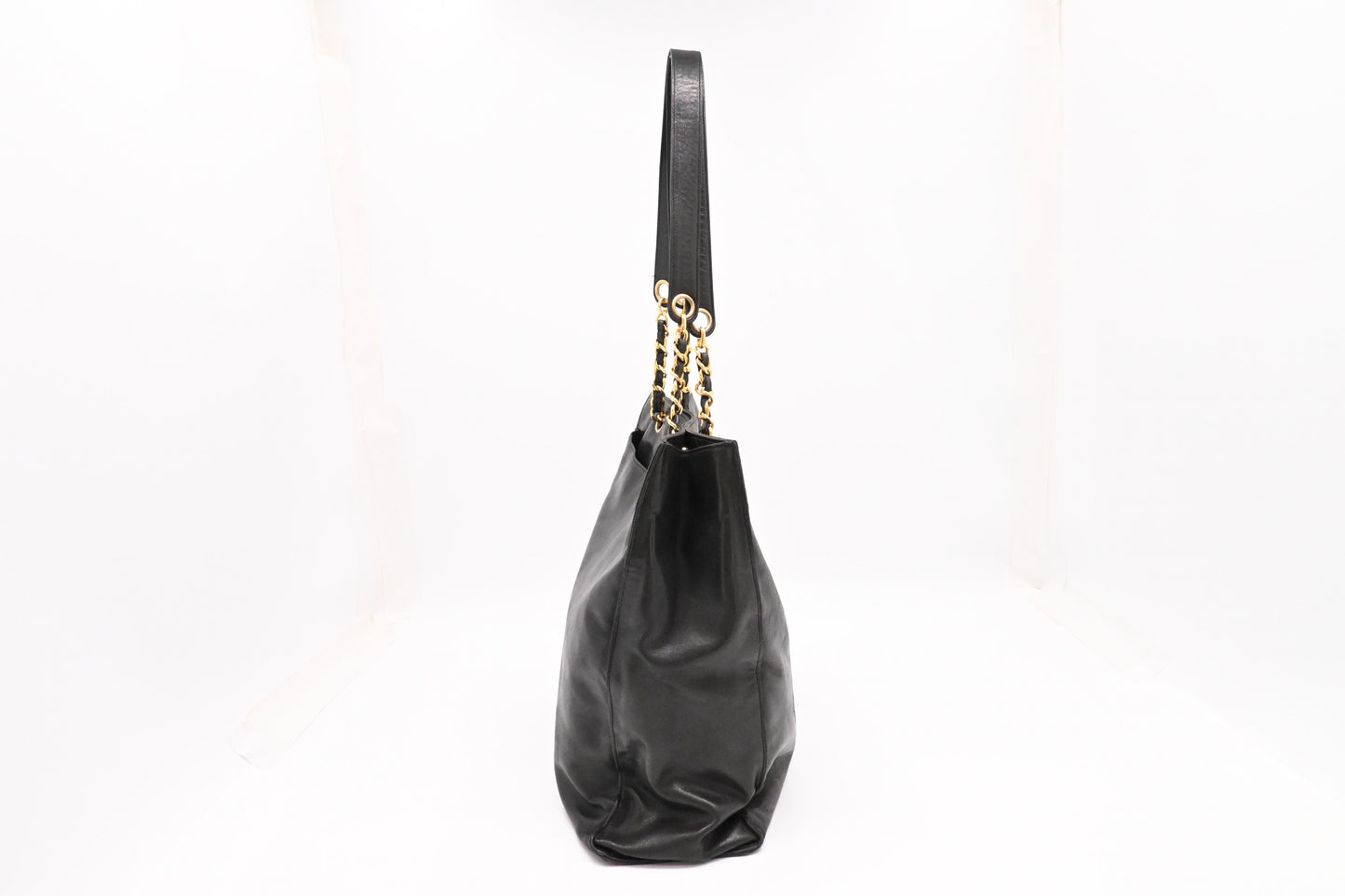 Chanel Large Chain Tote in Black Leather
