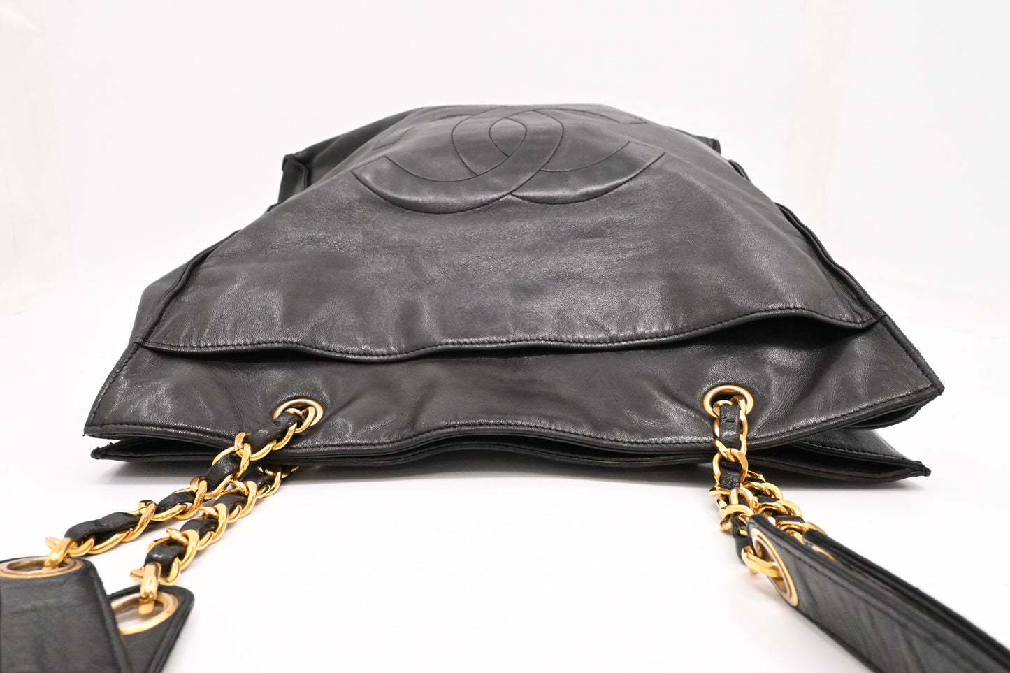 Chanel Large Chain Tote in Black Leather