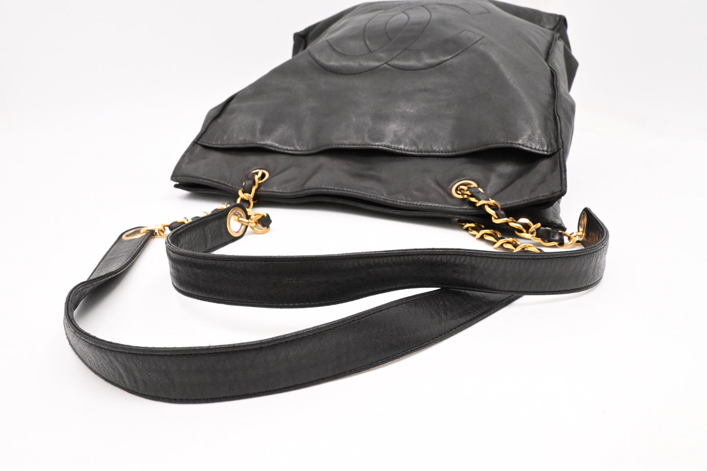 Chanel Large Chain Tote in Black Leather