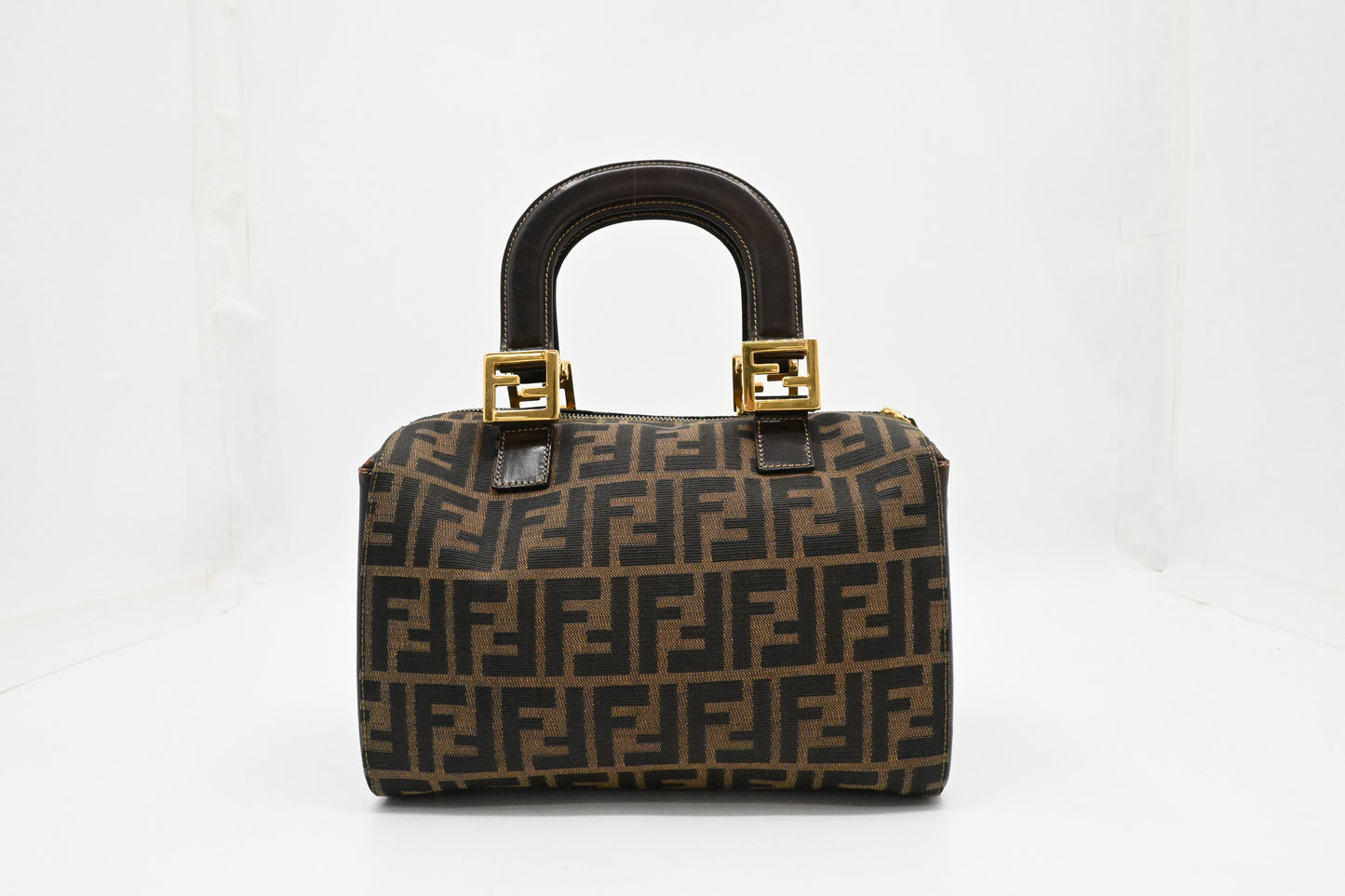 Fendi Mini Boston Bag in Zucca Canvas