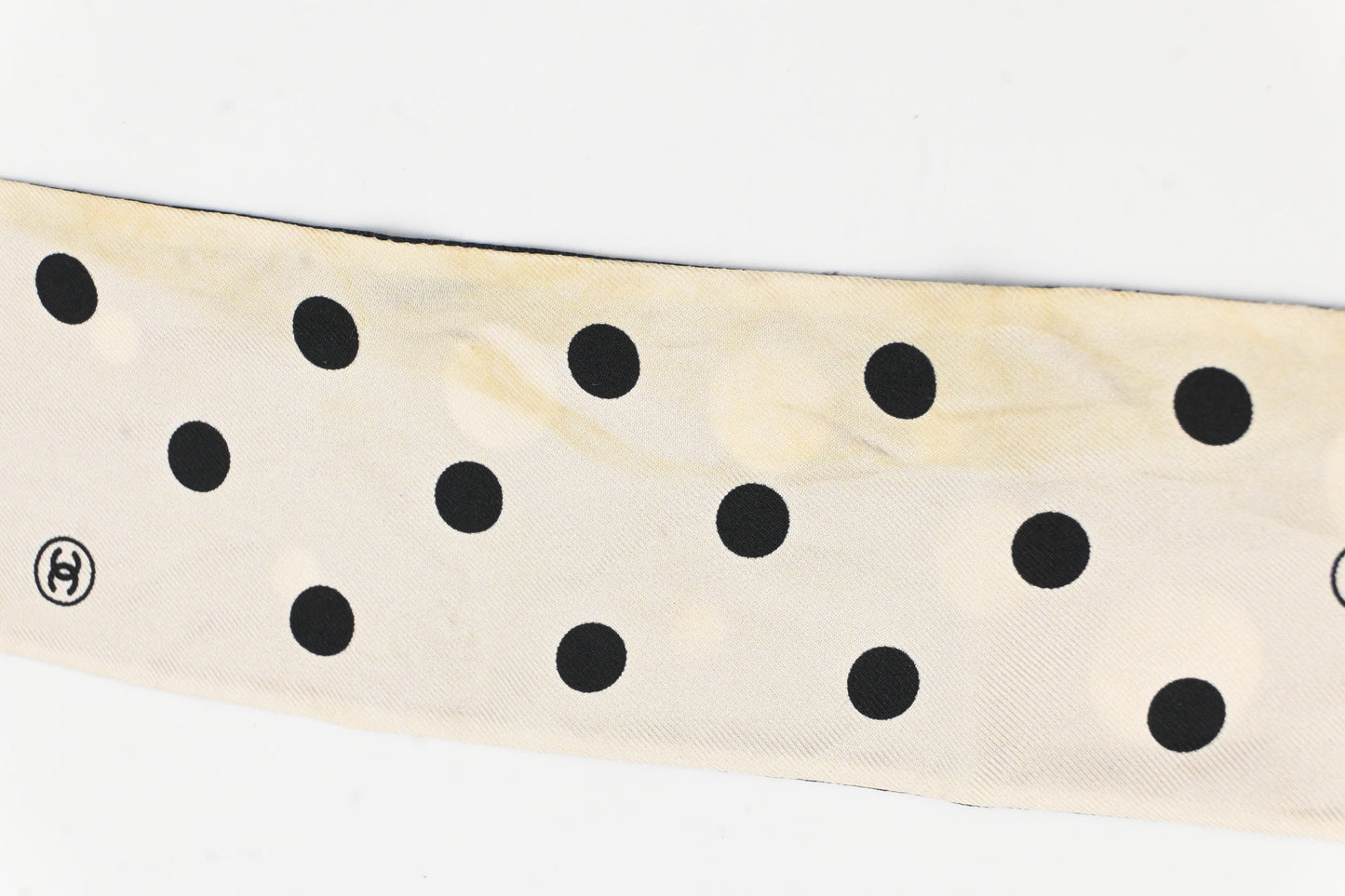 Chanel Pearl Bandeau in Black and Cream Silk