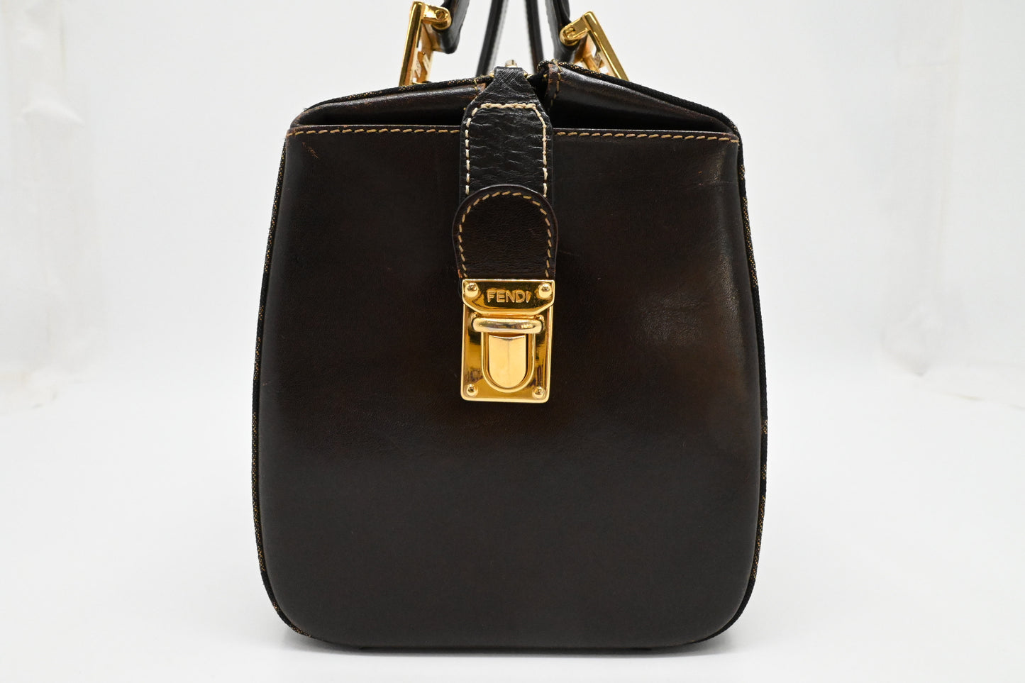 Fendi Mini Boston Bag in Zucca Canvas