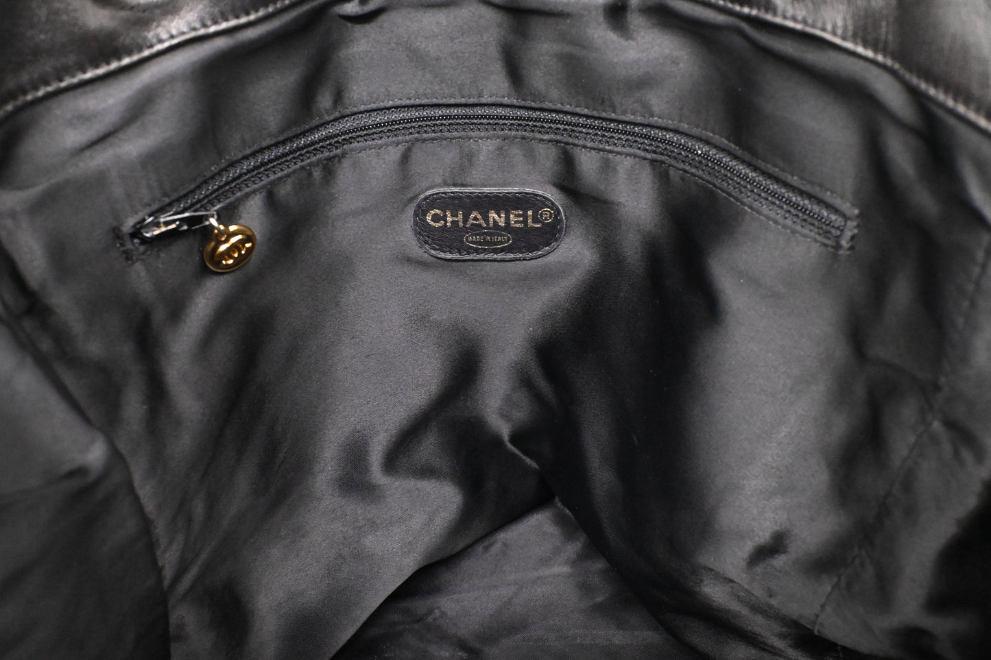 Chanel Large Chain Tote in Black Leather