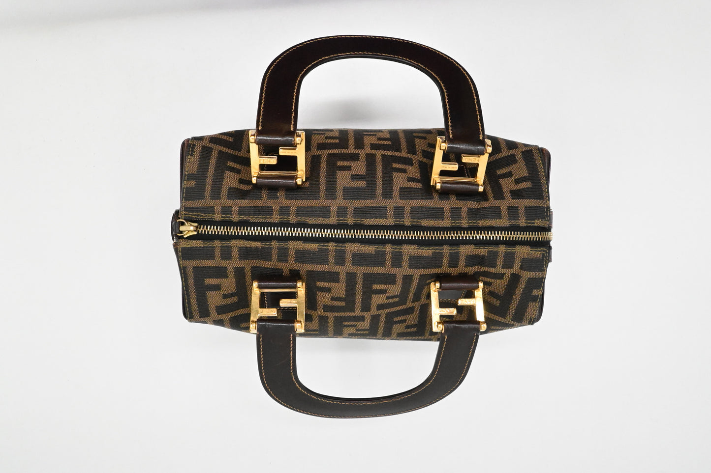 Fendi Mini Boston Bag in Zucca Canvas