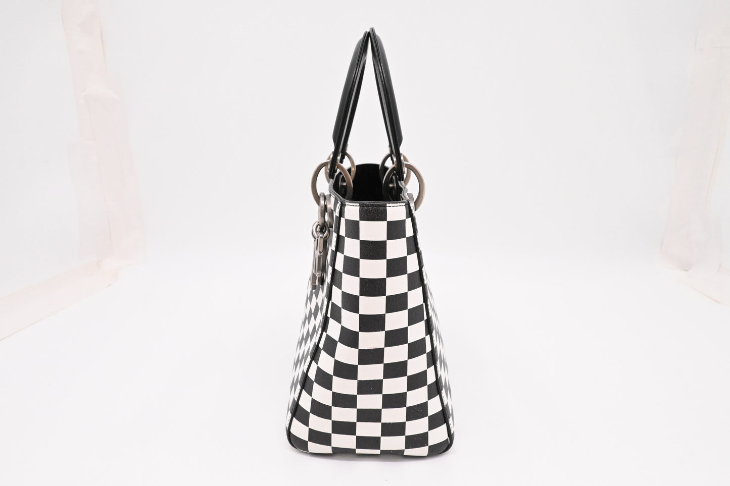 Dior Medium Lady Dior in Black and White Checkered Leather