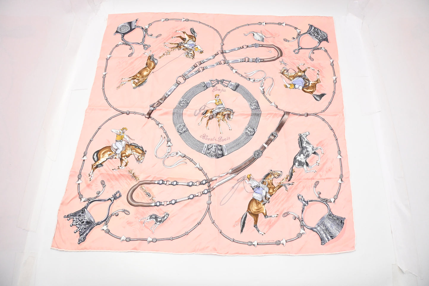 Hermes 'Pampas' Carre 70 in Pink Silk