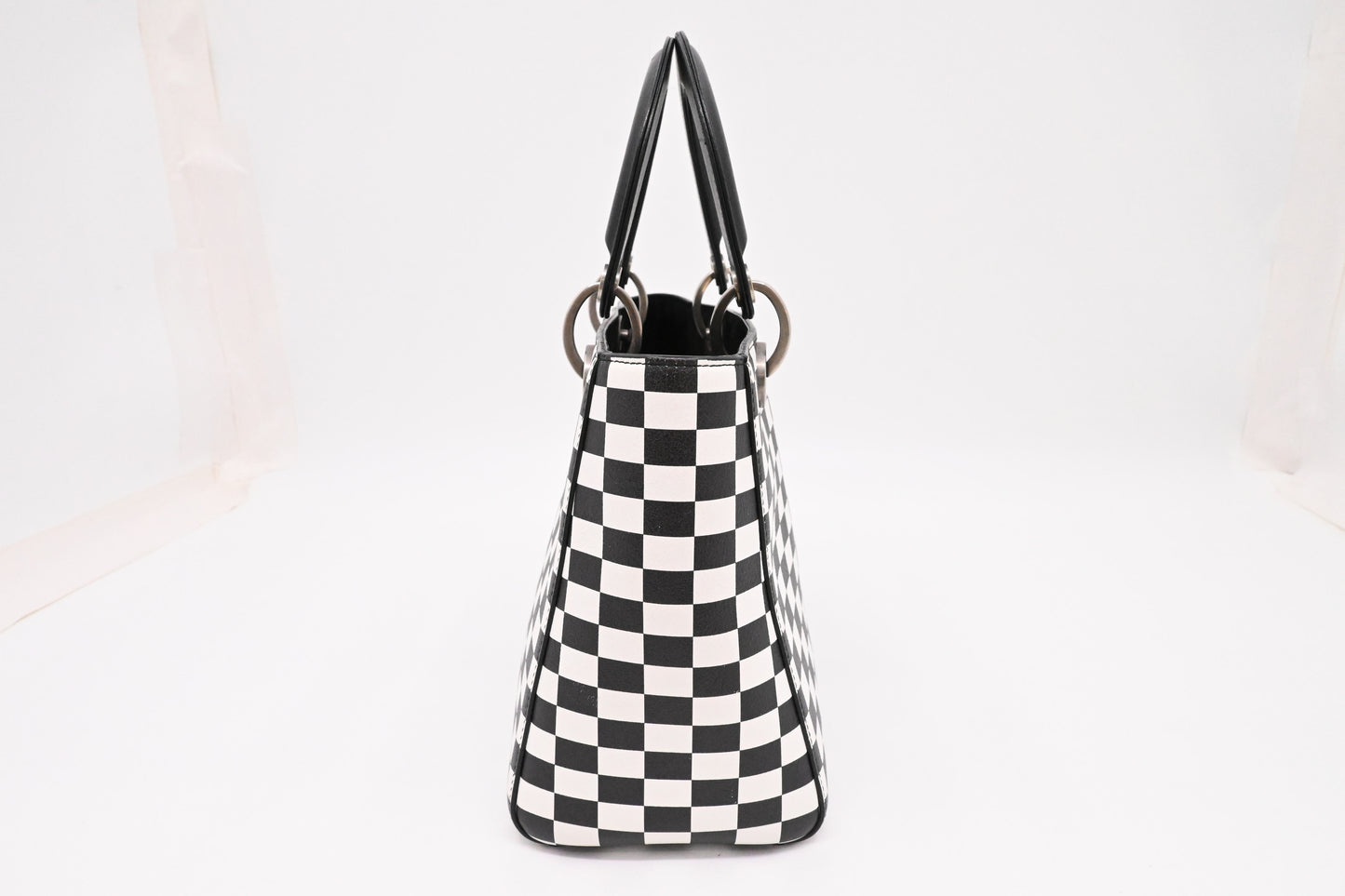 Dior Medium Lady Dior in Black and White Checkered Leather