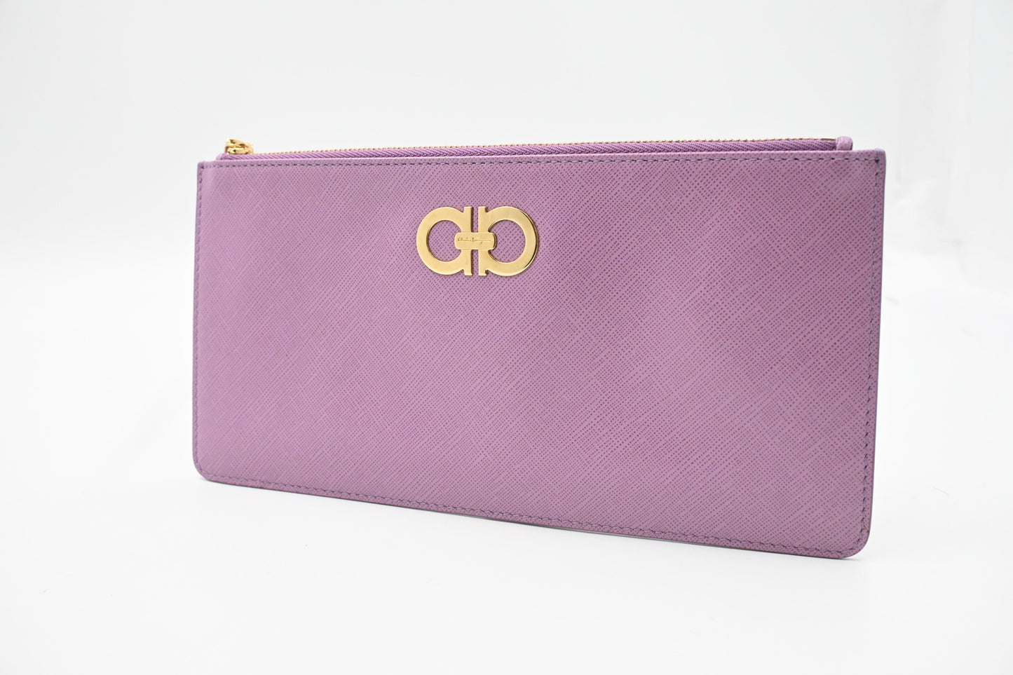 Ferragamo Wristlet Pouch in Purple Leather