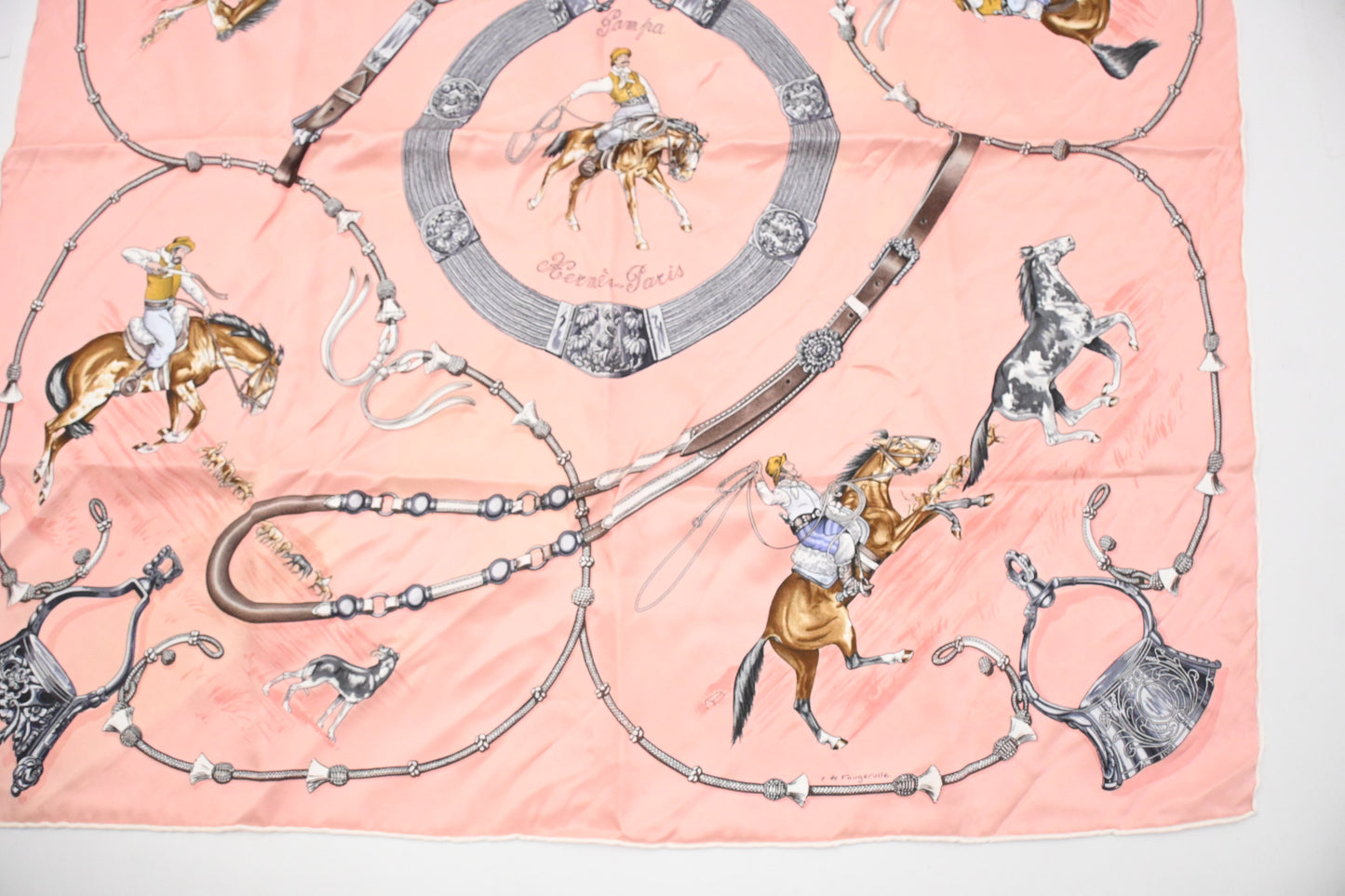 Hermes 'Pampas' Carre 70 in Pink Silk