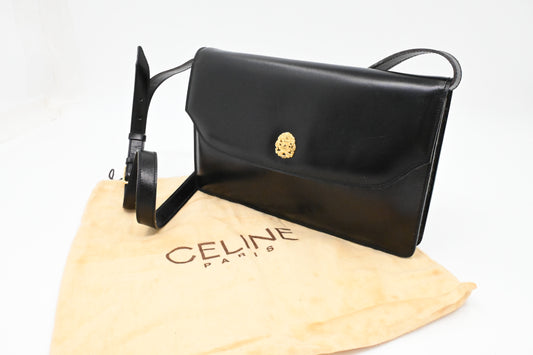 Celine Shoulder Bag in Black Leather