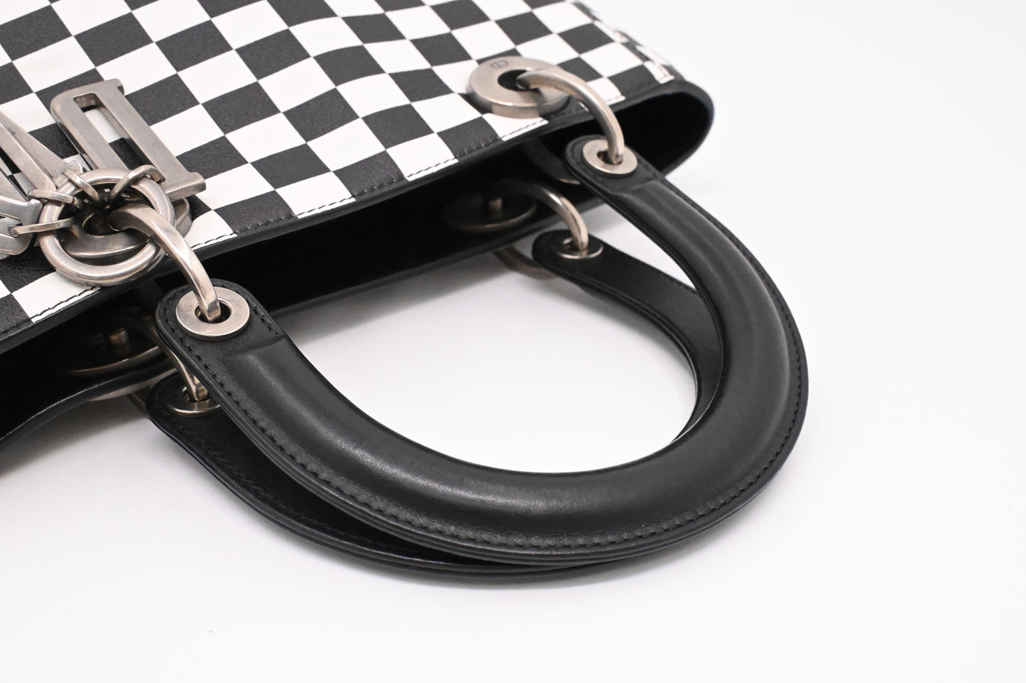 Dior Medium Lady Dior in Black and White Checkered Leather