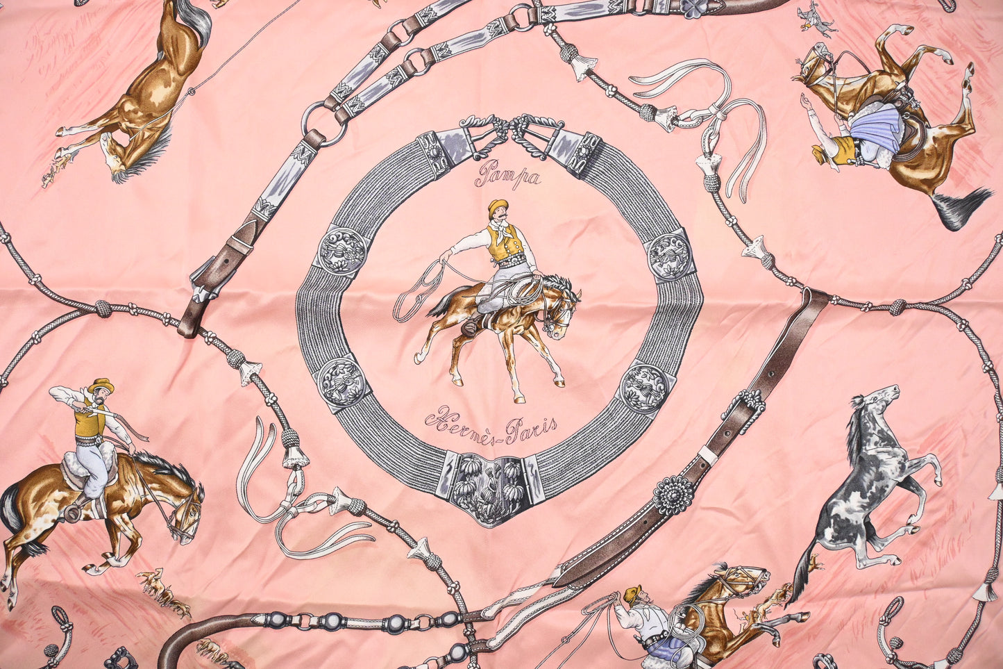 Hermes 'Pampas' Carre 70 in Pink Silk