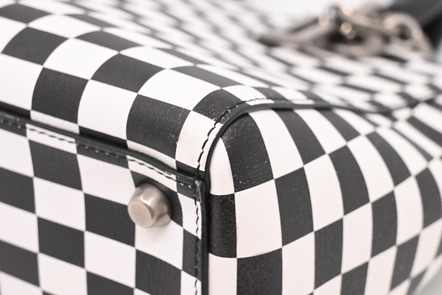 Dior Medium Lady Dior in Black and White Checkered Leather