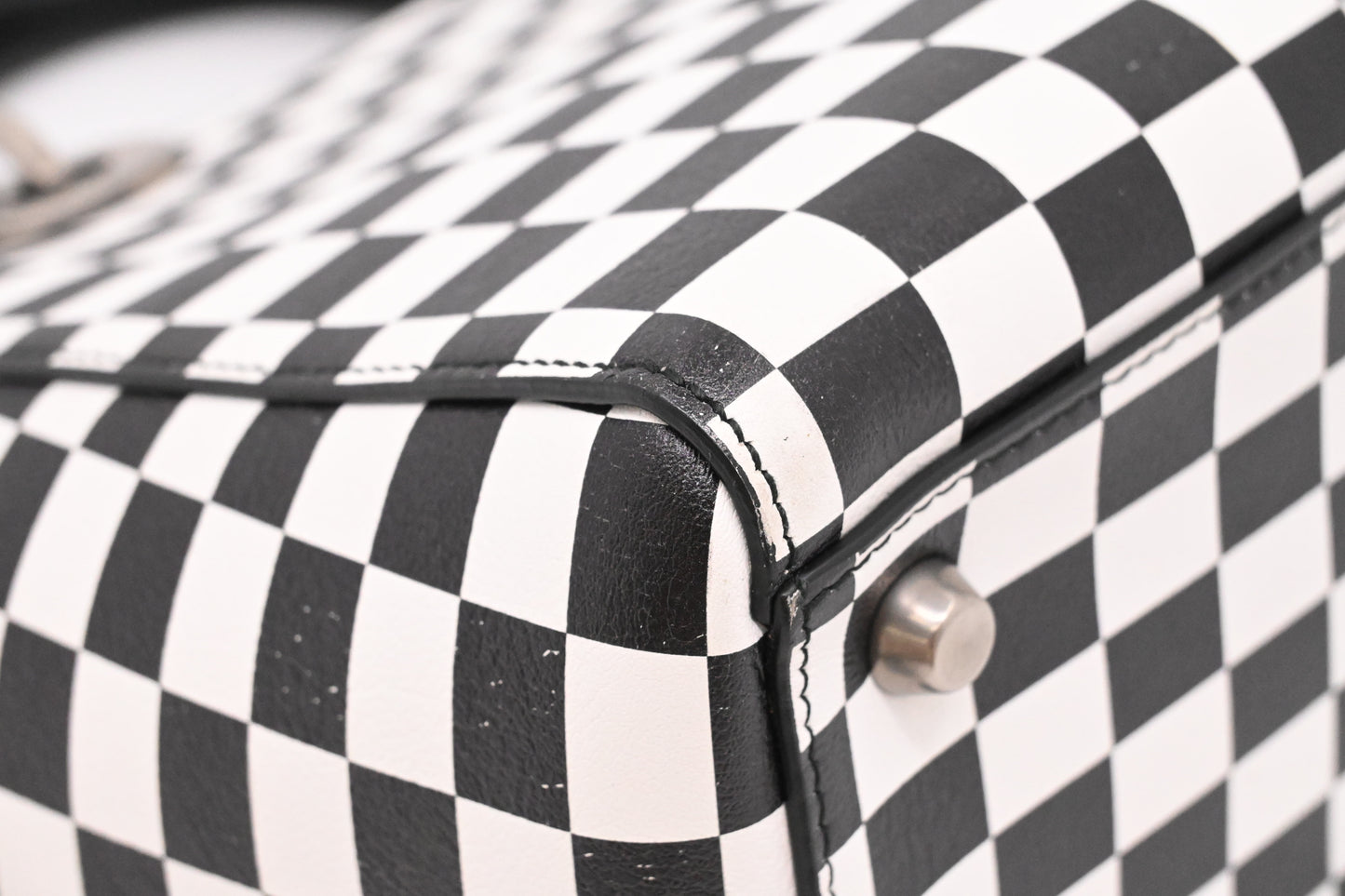 Dior Medium Lady Dior in Black and White Checkered Leather