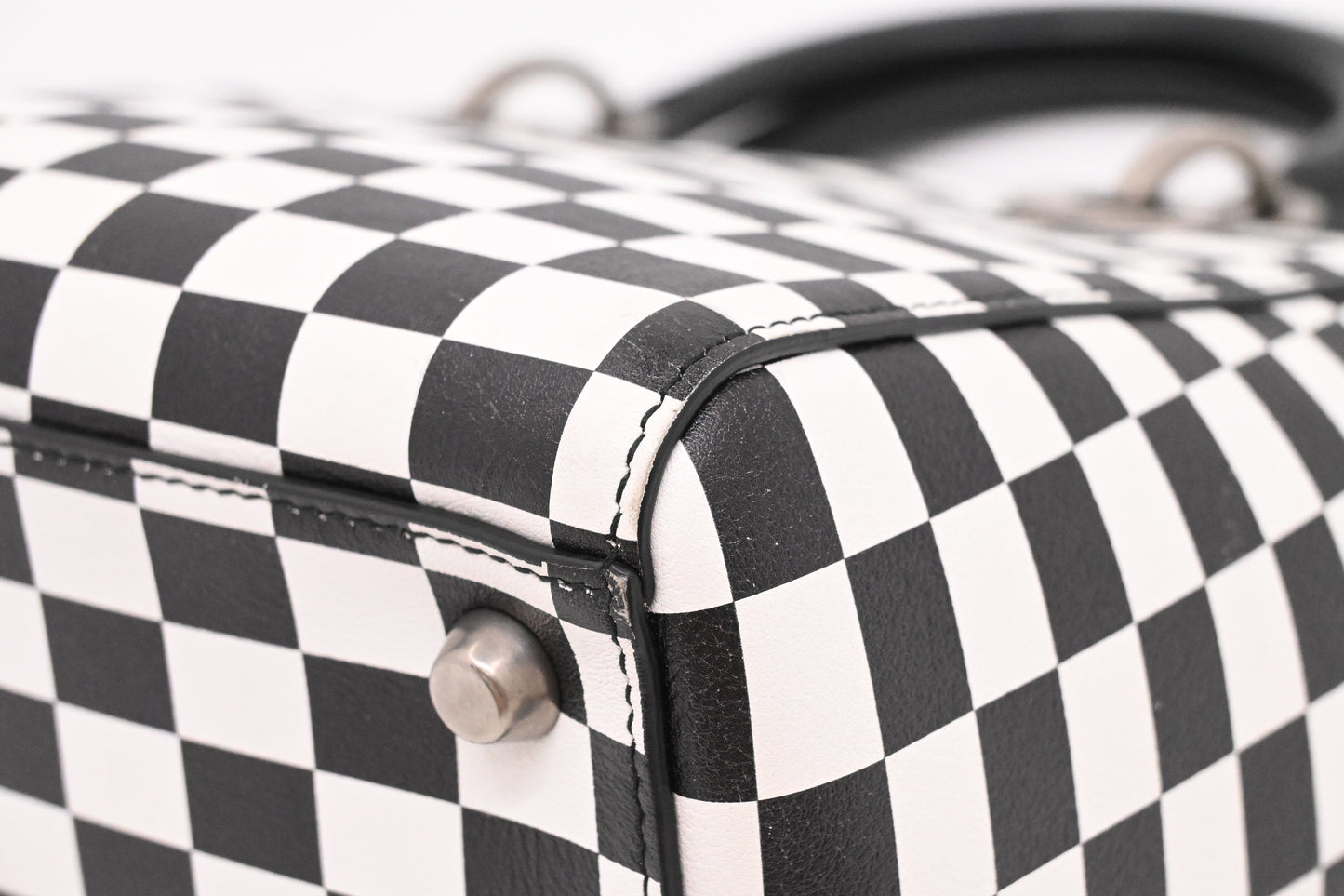 Dior Medium Lady Dior in Black and White Checkered Leather