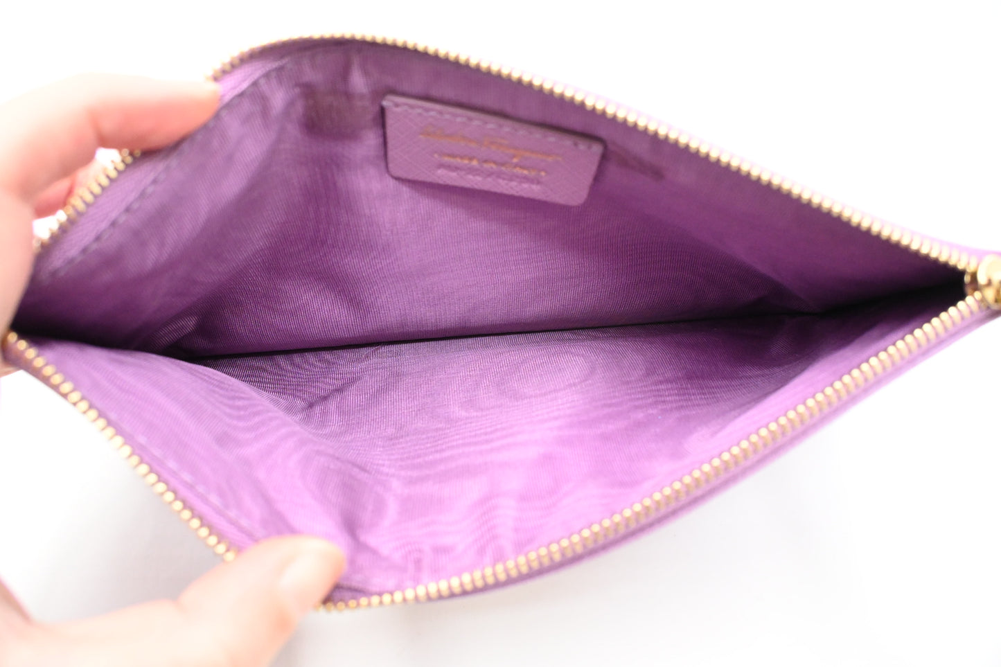 Ferragamo Wristlet Pouch in Purple Leather