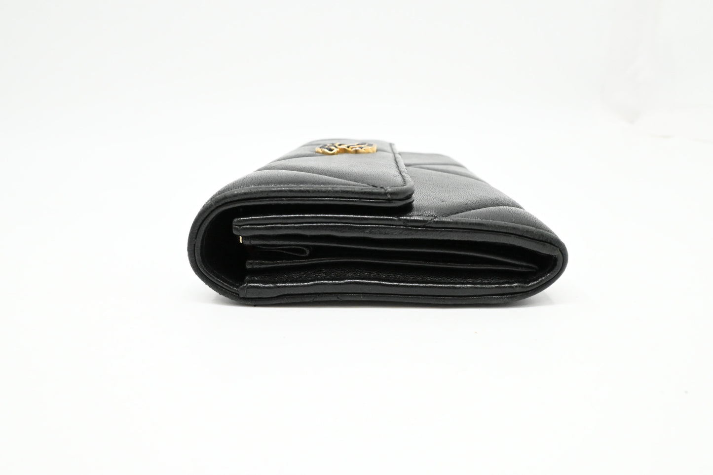 Chanel 19 Wallet in Black Matelasse Leather