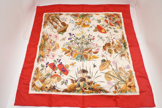 Gucci Floral Scarf in Red Silk