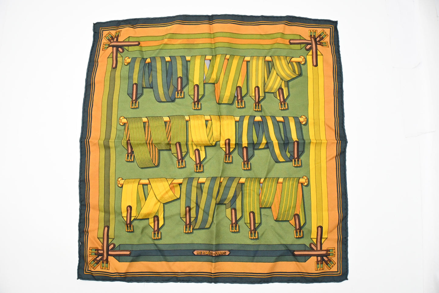 Hermes 'Les Sangles' Gavroche in Green Silk