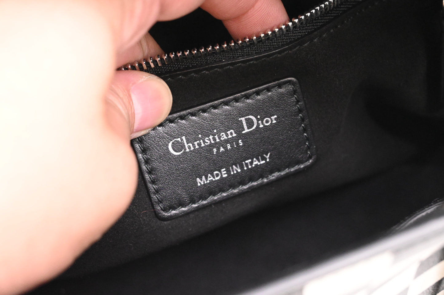 Dior Medium Lady Dior in Black and White Checkered Leather