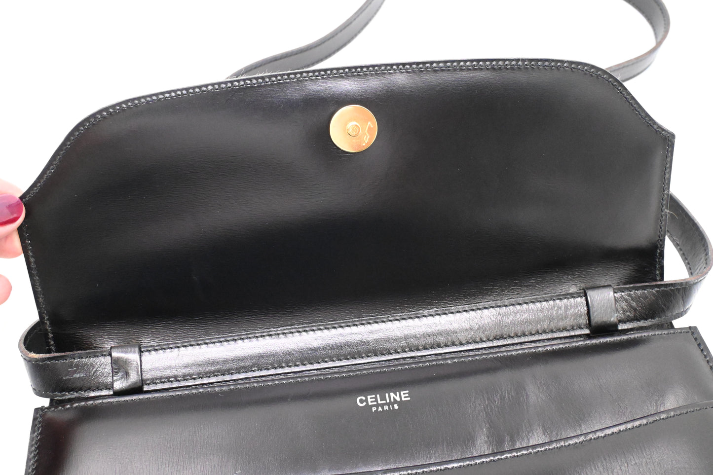 Celine Shoulder Bag in Black Leather