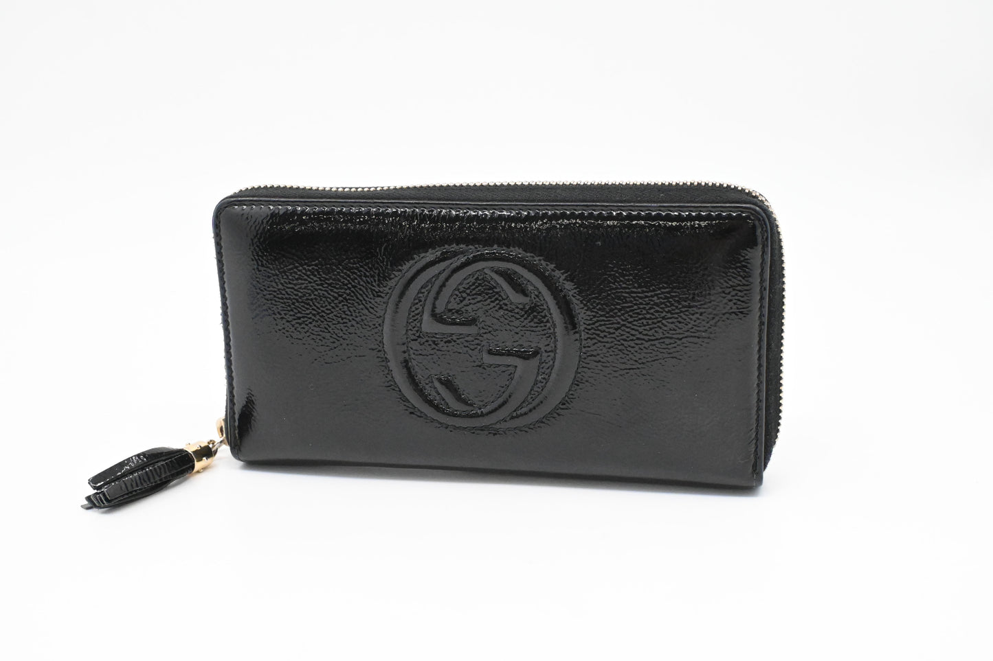 Gucci Long Zippy Wallet in Black Pattent Leather