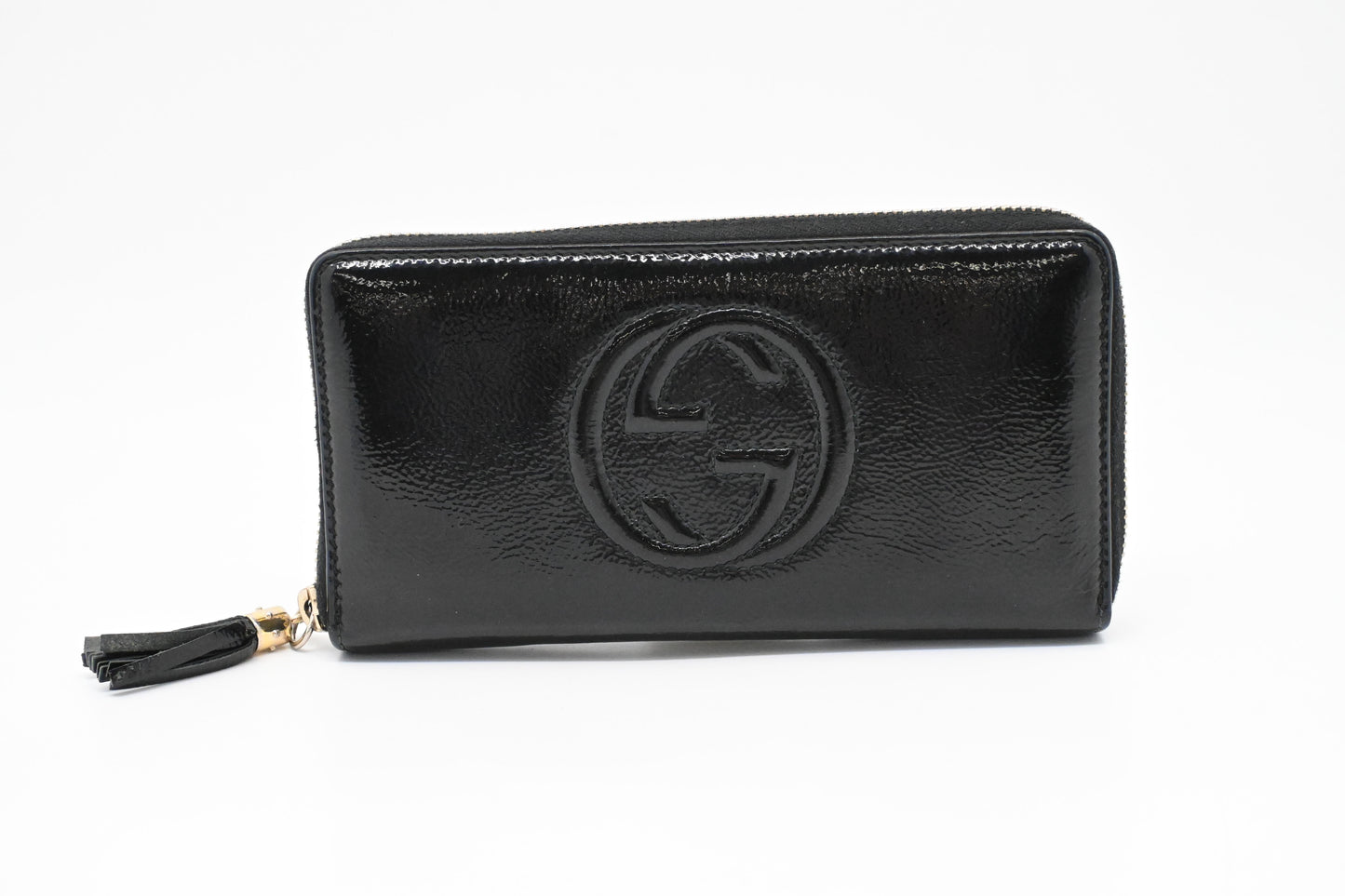 Gucci Long Zippy Wallet in Black Pattent Leather