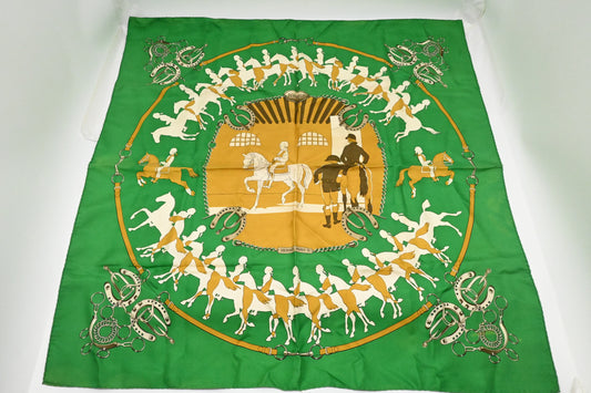 Hermes 'Manege' Carre 90 in Green Silk