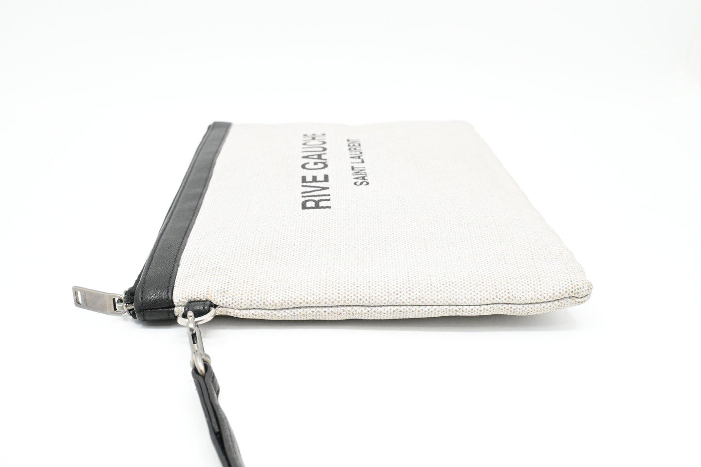 YSL Saint Laurent Wrist Pouch in Beige Canvas