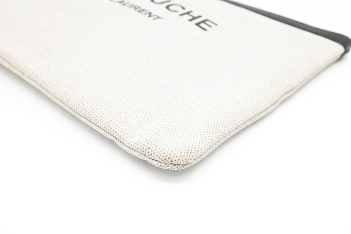 YSL Saint Laurent Wrist Pouch in Beige Canvas