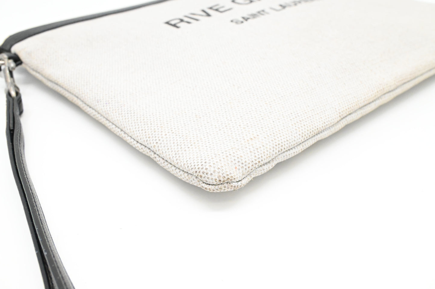 YSL Saint Laurent Wrist Pouch in Beige Canvas
