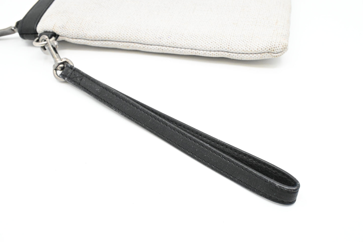 YSL Saint Laurent Wrist Pouch in Beige Canvas