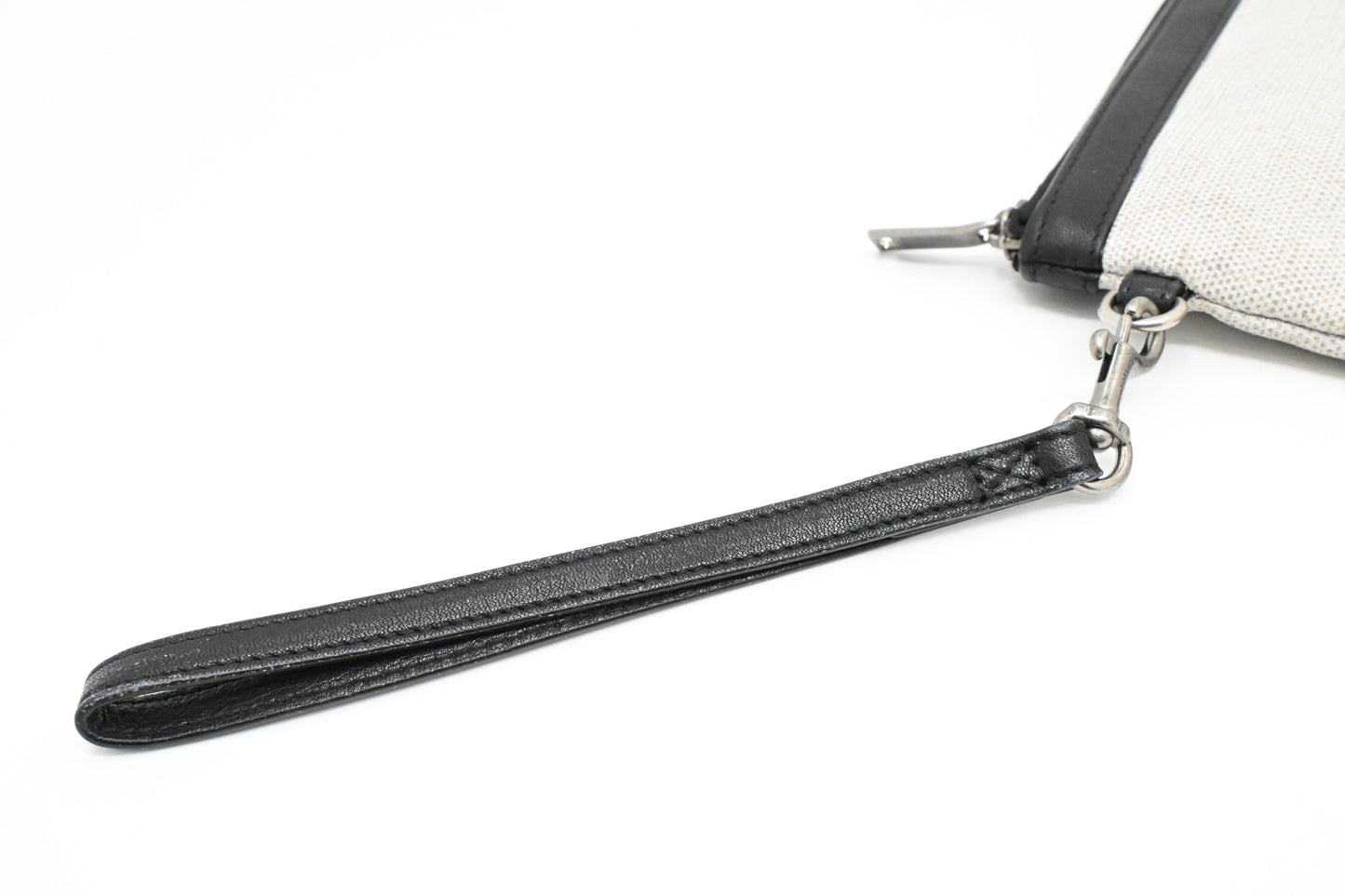 YSL Saint Laurent Wrist Pouch in Beige Canvas