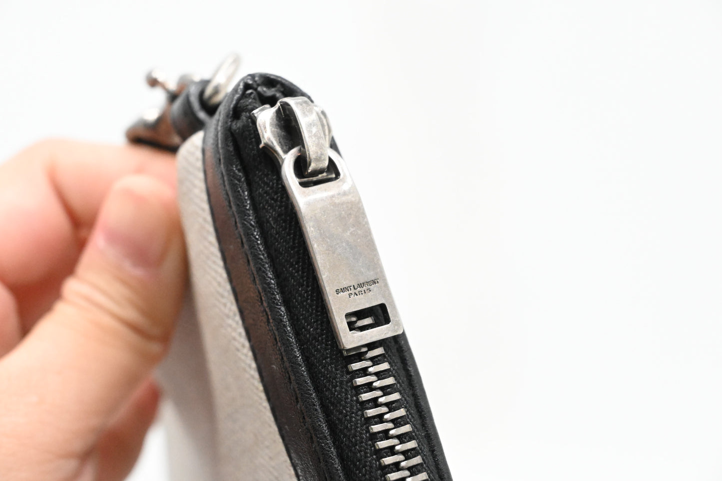 YSL Saint Laurent Wrist Pouch in Beige Canvas